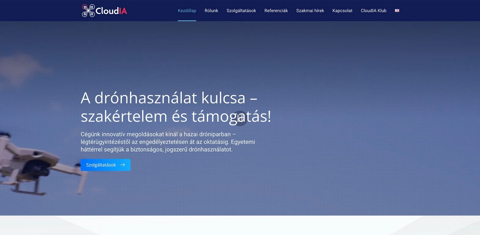 A CloudIA régi weboldalának nyitóképe